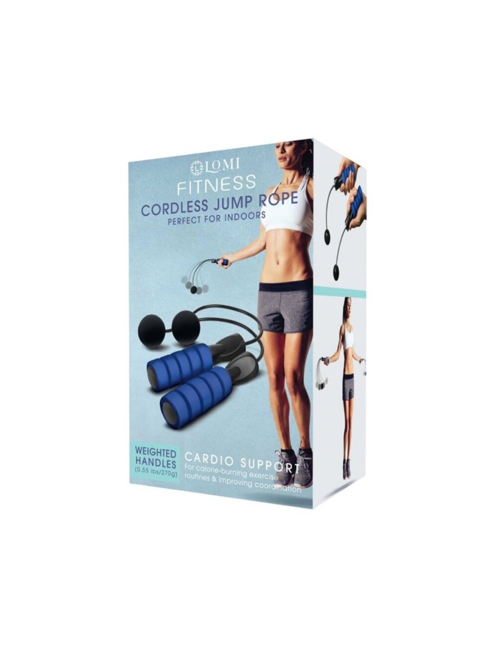 NWT Lomi Ropeless Jumprope Weighted Handles 10oz. LF5014BKBL Black / Blue